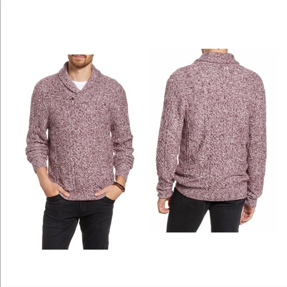 NWT 1901 Burgundy Knit Shawl Collar Sweater